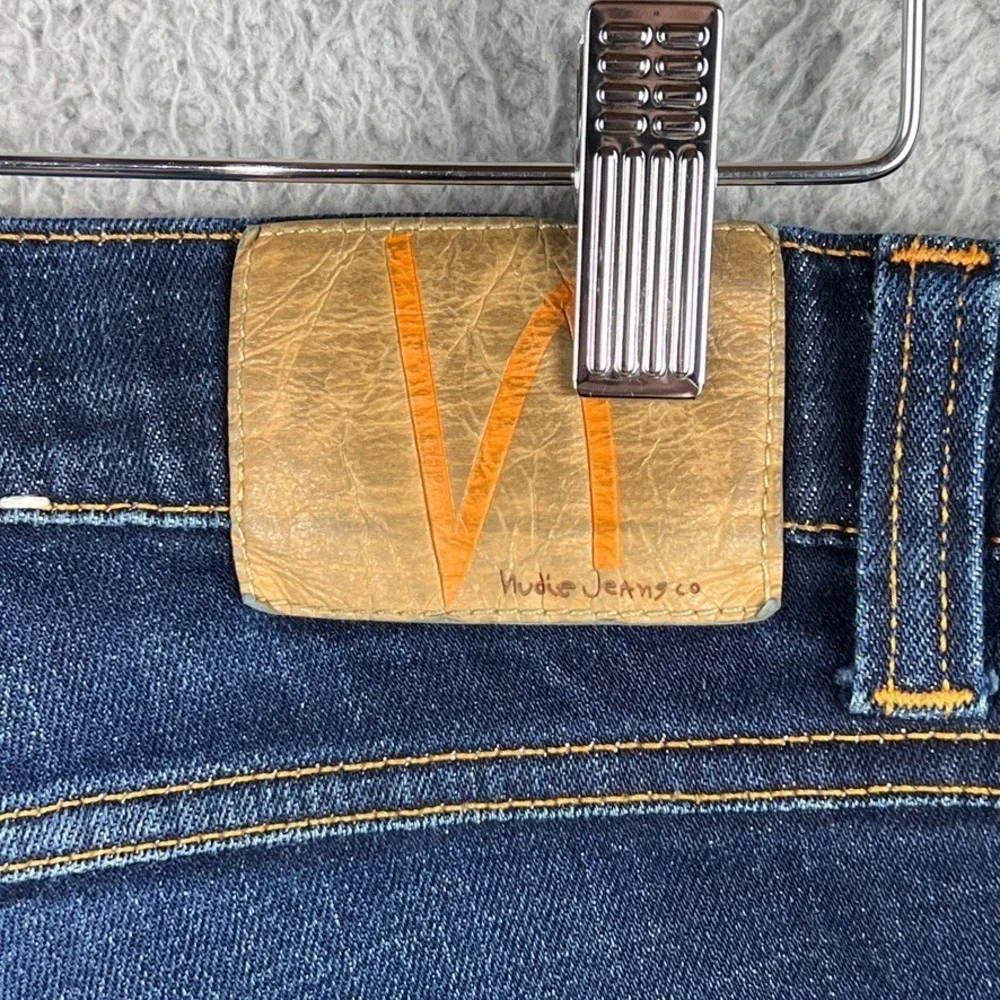 Nudie Jeans Mens 30x34‎ (A: 32x33) Blue Dark Wash Slim Fit Organic Cotton